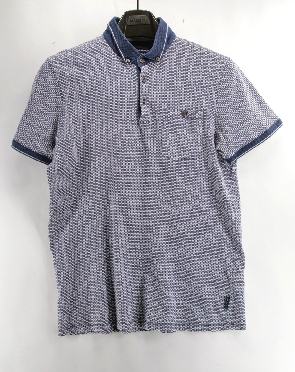 Ted Baker London Mens Polo Shirt Size 4 100% Cotton Short Sleeve Polo Blue